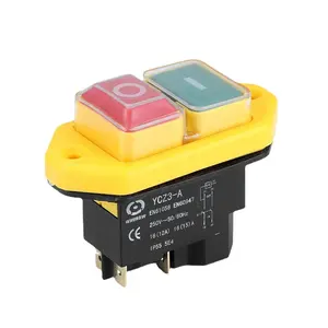 YCZ3-A Electromagnetic Switch 5 Pins 220V On Off Momentary Reset Push Button Red Green Can Replace KJD17