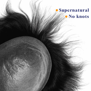 Mái tóc giả nam thẳng kiểu V-ring 0.06mm, chất liệu tóc người Ấn Độ Remy cao cấp, 100% tết tay - Product Image 4