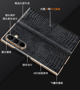 Custodia Magnetica in Pelle con Bordo Dorato e Motivo Coccodrillo per Samsung Z Fold 7, Compatibile con Samsung Z Fold 6 5 <span class=keywords><strong>4</strong></span> - Product Image 5