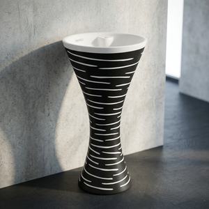 Ensemble de lavabo Wudu monobloc en céramique Kolan, carré, jaune et blanc, à poser sur socle, pour centre commercial - Product Image 5
