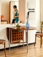 Table à manger pliante en bois massif de style rétro moderne du milieu du siècle, chaises, finition noyer, bureau mobile pour salon, design ovale extensible
