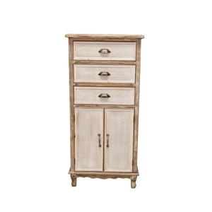 <b>Rustic</b> <b>Wooden</b> Storage Cabinet With 3 Drawers And 2 Doors Tall Narrow Organizer For Living Room Bedroom - Product Image 3