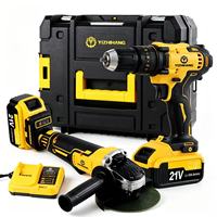 Kit perceuse électrique sans fil multifonction et meuleuse d'angle avec batterie lithium-ion, idéal pour les réparations et la décoration à domicile.