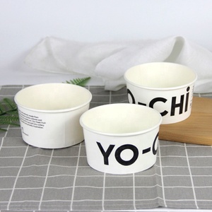 White Printing Disposable Food Grade Paper Bowl For Ice Cream And Frozen Yogurt Biodegradable Paper Cup Tubs with Lid