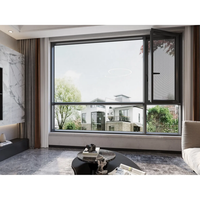 Ventanas de Aluminio de Alta Eficiencia Resistentes al Viento, Venta al por Mayor, Seguras, Duraderas, Modernas, Ventanas Abatibles con Marco de Aluminio y Doble Vidrio