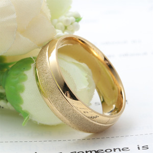 Frosted Gold Titanium Steel <b>Ring</b> Women's Fashion Jewelry Gift 23034 - Product Image 4