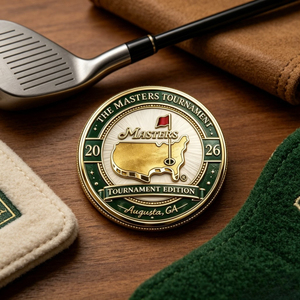Pièce de monnaie souvenir 3D en relief du Club de golf Augusta National 2026 – Motif parcours vert, club-house et drapeau – Objet de collection en métal - Product Image 4