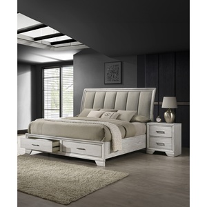 Comodino Contemporaneo a Due Cassetti in Legno Massello, Arredamento Camera da Letto, Finitura Legno Scuro - Product Image 5