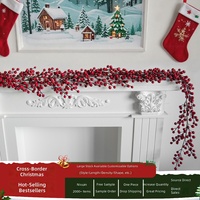 Guirlande de Noël artificielle aux baies rouges pour arbre, cheminée, porte, maison, extérieur, jardin, décoration de fête