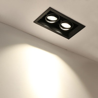 2024 moins cher prix rotatif Downlight pour décor intérieur noir Double Spot réglable intégré Double tête gril lumière