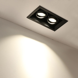 2024 moins cher prix rotatif Downlight pour décor intérieur noir <span class=keywords><strong>Double</strong></span> Spot réglable intégré <span class=keywords><strong>Double</strong></span> tête gril lumière - Product Image 3