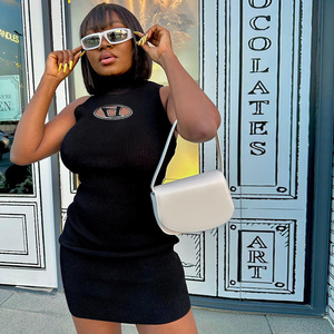 Re Mcgreen Star New Ladies borsa Sexy abiti senza maniche O collo traforato Mini abito Casual elegante Party Club Wear - Product Image 1