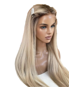 Cabello Humano Europeo 100% Natural, Ondulado, para Ombre Rubio Ceniza/Marrón Oscuro, para Frontal de Encaje, Largo y Pequeño, para Mujeres Negras - Product Image 2