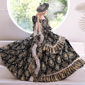 Vestido de baile rococó hecho a medida Ecoparty Queen Marie Antoinette negro/dorado para mujer, ropa gótica Grunge, <span class=keywords><strong>disfraz</strong></span> de fantasía, 1 unidad - Product Image 2