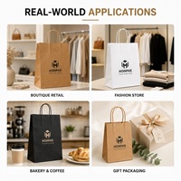 Bolsa de Regalo de Papel Negro de Lujo Personalizada con Asa de Cuerda, Logotipo en Lámina Dorada, Empaque Premium para Joyería y Moda, Marca HONPAK