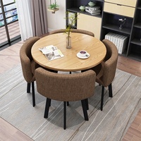 Ensemble de table à manger ronde en bois moderne pour petit espace avec 4 chaises