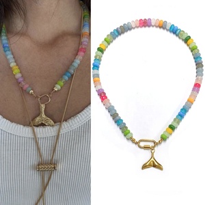 Splendida Collana Choker Arcobaleno Regolabile con Perline di Pietra Naturale Colorata 5x8mm Gioielli di Tendenza per Donna <span class=keywords><strong>Prezzo</strong></span> all'Ingrosso - Product Image 3