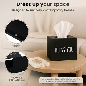 <span class=keywords><strong>Porte</strong></span>-mouchoirs décoratif pour la maison, boîte à mouchoirs en bois en forme <span class=keywords><strong>de</strong></span> <span class=keywords><strong>cube</strong></span>, couvercle carré en bois pour boîte à mouchoirs, distributeur <span class=keywords><strong>de</strong></span> mouchoirs pour salle <span class=keywords><strong>de</strong></span> bain, chambre à coucher, bureau - Product Image 4