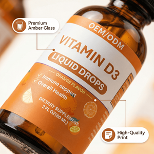 OEM ODM Vitamin D3 Flüssig-Tropfen für Erwachsene mit Orangengeschmack - 60ml, 2ml pro Portion |   Tägliche Unterstützung für das Immunsystem und die allgemeine Gesundheit |   24-Monats-Haltbarkeit - Product Image 2