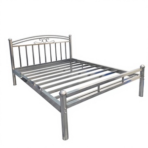Lit en acier inoxydable <span class=keywords><strong>nordique</strong></span> modèle FS0914 180x200x110cm, structure en acier pour appartement locatif et chambre à coucher, expédition en une seule pièce - Product Image 1