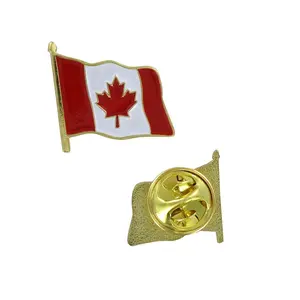 China fabricantes de China de esmalte de Metal duro de pines logotipo diseño suave hombres colección de tarjetas al por mayor bandera canadiense Pin de solapa