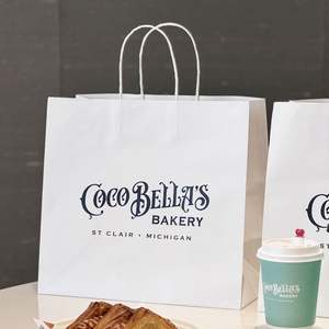 Sac à emporter personnalisable en papier kraft biodégradable et écologique pour pizza, sushi, gâteau, pain, avec impression personnalisée - Product Image 2
