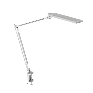 Flexible largo oscilación brazo lámpara plegable LED lámpara de escritorio con base y abrazadera de la Oficina para el hogar