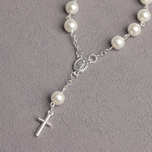 Braccialetto <span class=keywords><strong>Rosario</strong></span> Religioso con Perle e Croce, Regalo Cattolico per Comunione, Cresima, Prima Comunione, Gioiello di Fede - Product Image 5