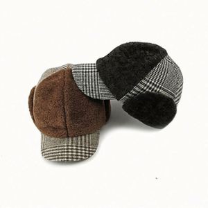 Autumn Winter New Baseball Hat Female <b>Padded</b> Ears Flaps Warm Cap Plush Baseball Cap - Product Image 5