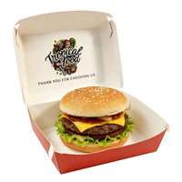 Boîte à hamburger pliable en papier avec impression personnalisée, résistante à la graisse, jetable, pour emporter, emballage pour la restauration de marques alimentaires