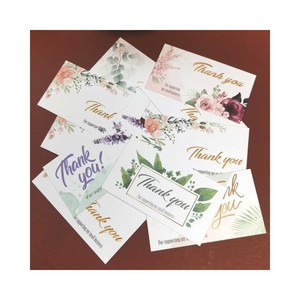 Commercial Support Custom Vinyl Printed Thank You Greeting Card Business Corporate Floral Theme Promotional Gift Paper Cards
