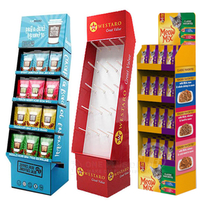 小吃促销4层可折叠环保纸板定制独立式地板展示架 - Product Image 3