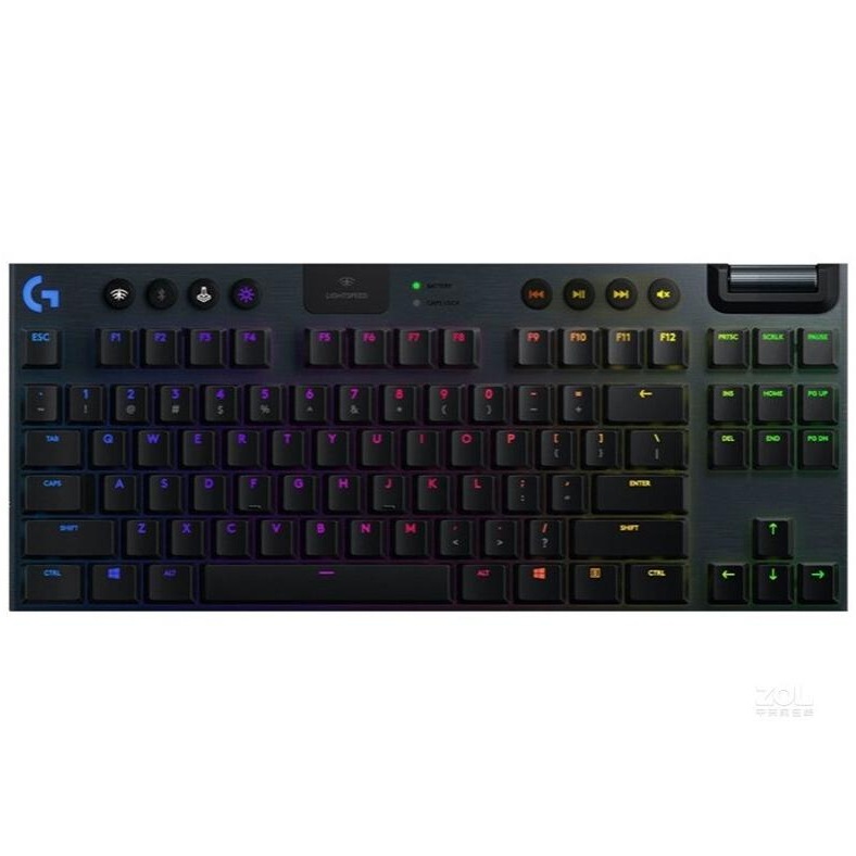 Logitech (G) G913 TKL tastiera meccanica a tre modalità cablata senza fili Bluetooth RGB retroilluminata ad alto asse senza tastiera numerica