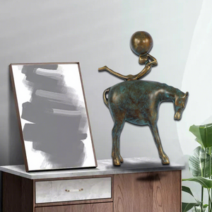 Ornement de vacheur à cheval en bronze imitation, décoration moderne pour la maison, sculpture d'art de bureau pour salon - Product Image 2