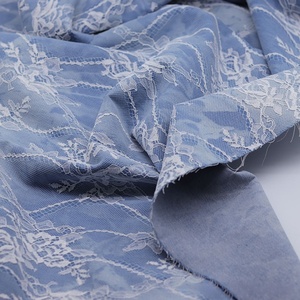 Tissu composite en dentelle de denim délavé Tie Dye, tissu en dentelle florale pour vêtements, textile en dentelle de denim pour <span class=keywords><strong>veste</strong></span> <span class=keywords><strong>femme</strong></span> - Product Image 4