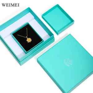 WEIMEI personnalisé premium vert papier boîte-cadeau collier carton bijoux couvercle et boîte de base pour le magasin