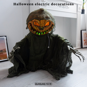 Ornement d'Halloween, fantôme lumineux à moitié corps, balançoire, citrouille, épouvantail, décoration animée, activation sonore électrique, accessoire à induction - Product Image 3