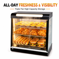 Vitrine chauffante commerciale pour aliments 220V 1kW, 3 étagères, chauffe-plats de comptoir pour boulangerie, café, restaurant, restauration rapide, présentation de snacks