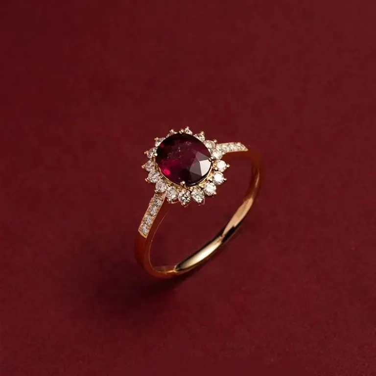 Anillo de Bodas de compromiso 18K chapado en oro 925 anillo de piedras preciosas naturales de rubí de plata esterlina