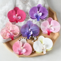 Bunga Sutra Buatan 3D Kepala Anggrek Phalaenopsis Kupu-kupu Film Sutra Gaya Vintage Jepit Rambut Dekoratif Bahan DIY Souvenir Pesta