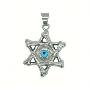 Collar con Colgante de Hexagrama Ojo del Diablo para Hombre, Estilo Hip Hop, Retro, de Acero de Titanio, Cadena para Suéter, Accesorios Punk - Product Image 1