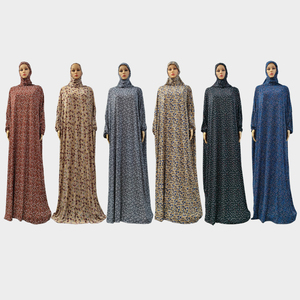 Abito Tradizionale Musulmano Modesto per Donne 2026, Viscosa, per Preghiera <span class=keywords><strong>del</strong></span> Ramadan, Stile Mediorientale, Floreale, Ampio, Lungo, Caftan - Product Image 1
