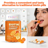 Bonbons gélifiés véganes en gros au collagène et à la biotine pour la santé des cheveux, de la peau et des ongles, 60 unités