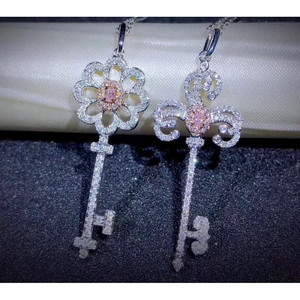 18k oro massiccio vero diamante oro portachiavi ciondolo collana - Product Image 2