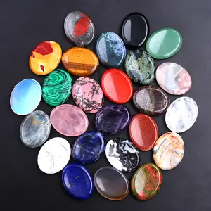 Natural Crystal 7 Chakras Gemstone Worry Stone Colorful Massage Scraping Jade Healing Energy Worry Stone for Thump Massage