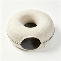 Lit pour chat Yangyangpet Donut en feutre écologique, tunnel pour animaux de compagnie à double usage, motif uni pour l'entraînement en intérieur des chatons