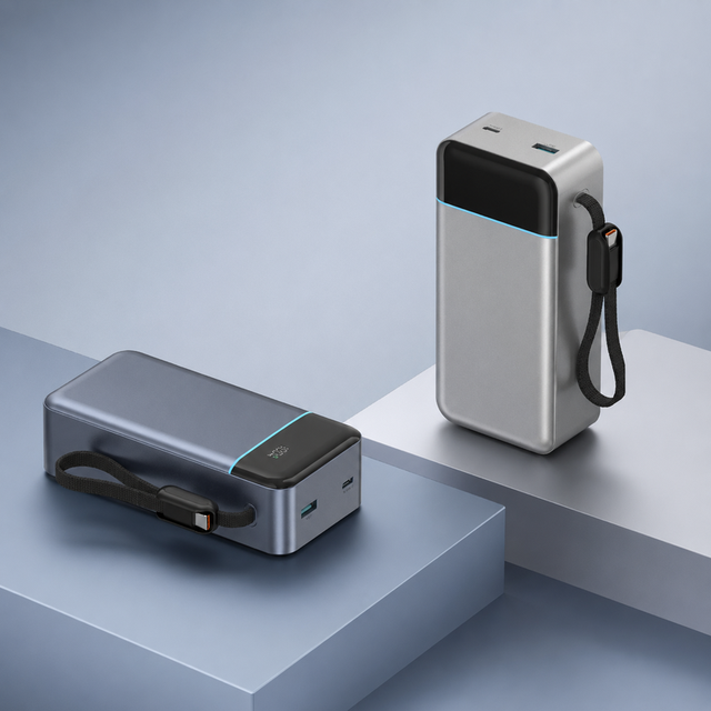 30000mAh Power Bank with Built-in Cable, USB-C Portable Battery Pack 65W Fast Charging Power Bank for Phone Tablet Laptop