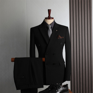 Nuovo Completo Elegante da Uomo, Taglia Grande, Bianco Kaki Blu, 2 Pezzi, Doppiopetto, Vestibilità Slim, per Matrimoni e Affari - Product Image 2