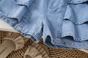 Moda: Nueva ropa infantil de verano para niña, pantalones cortos de mezclilla, falda pantalón fina de encaje para niños. - Product Image 6
