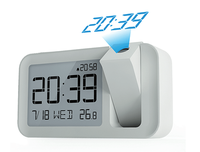 Reloj Despertador Digital HAPTIME Moderno Minimalista Cuadrado de Plástico con Proyección, Funciona con Pilas, Calendario, 180 Meteoro
